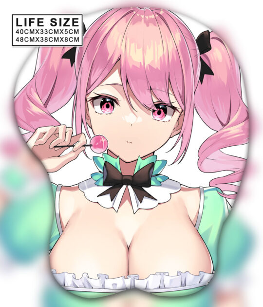 Pink Double Ponytail Girl Life Size Oppai Mousepad