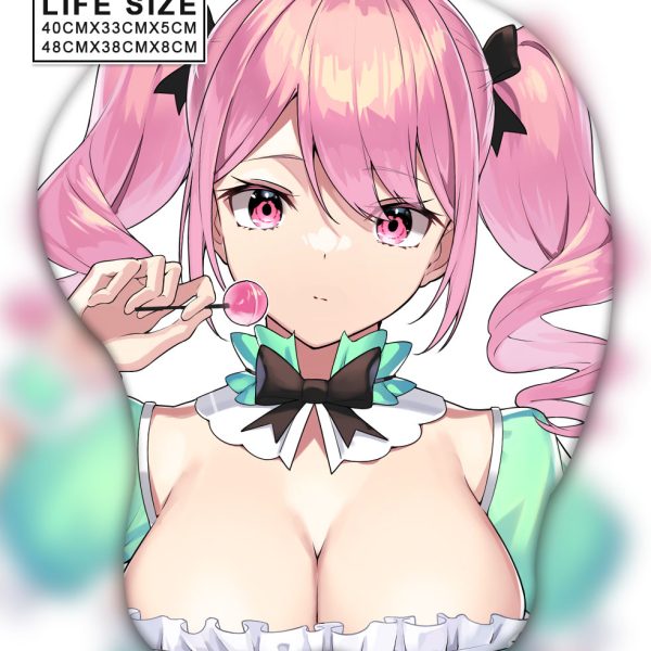 Pink Double Ponytail Girl Life Size Oppai Mousepad