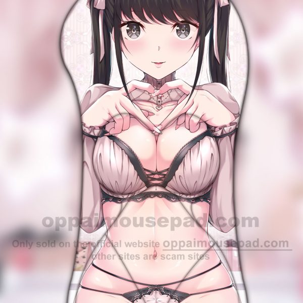 Double Ponytail Girl Half Body 3D Mouse Pad