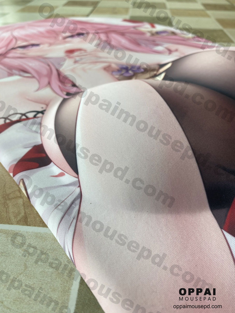 Yae Miko Half Body Genshin Impact Mousepad Life Size Oppai Mousepad 5