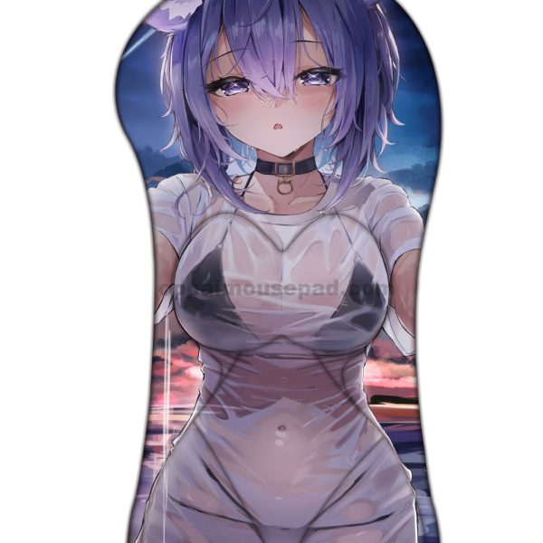 Nekomata Okayu Half Body Hololive Oppai Mousepad | Big Boob Mouse Pad