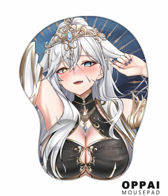 White Hair Girl Boobs Mouse Pad