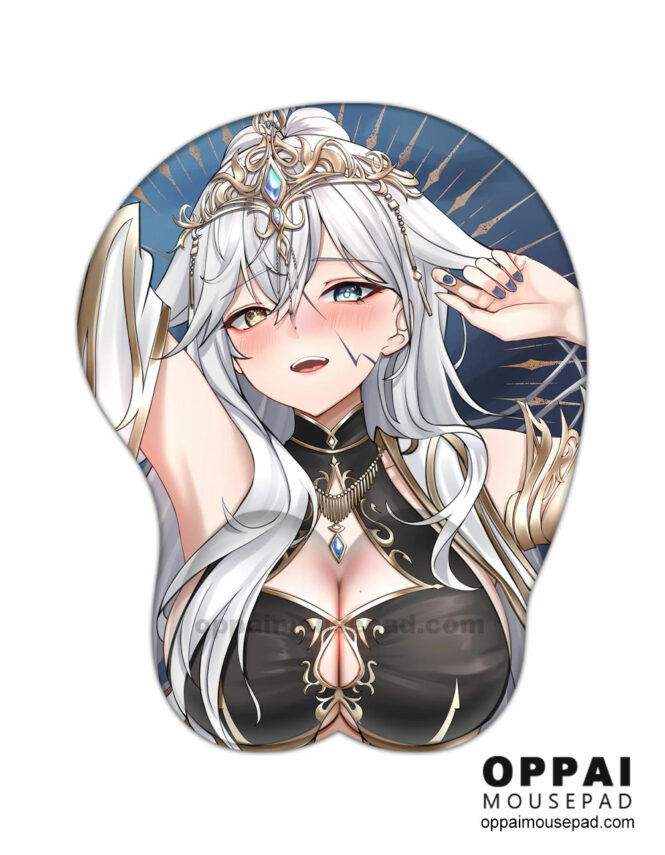 White Hair Girl Boobs Mouse Pad