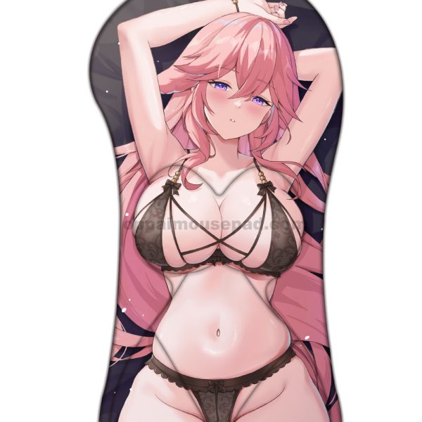 Yae Miko Half Body Genshin 3D Mouse Pad | Big Boob Mouse Pad