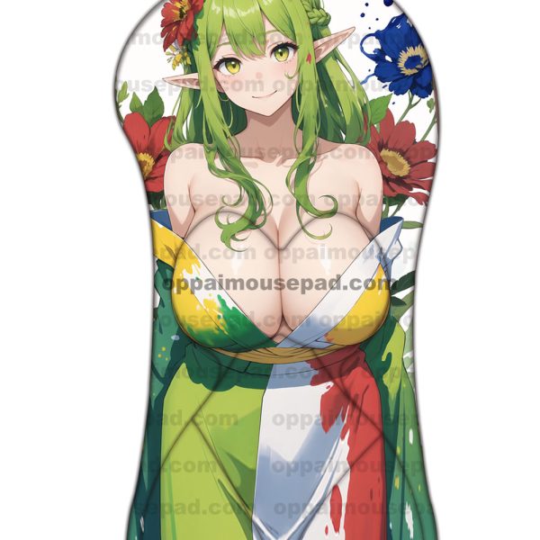 Elf Girl Half Body 3D Mouse Pad