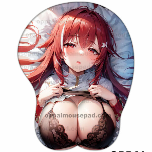 Red Haired Girl Boob Mouse Pad