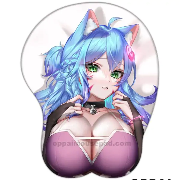 Blue Haired Girl Anime 3D Mouse Pad