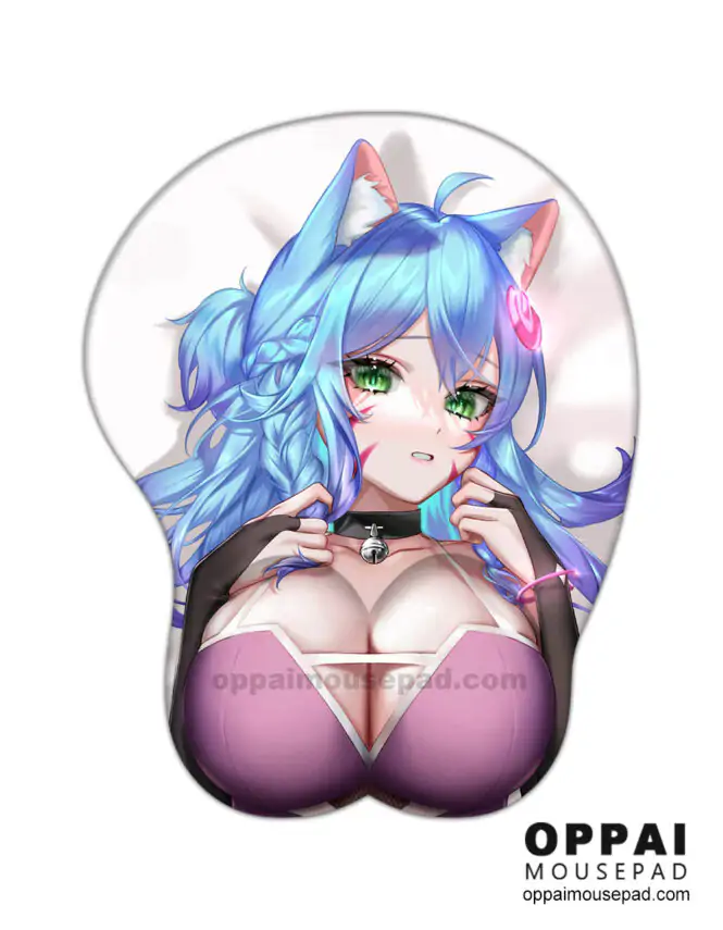 Blue Haired Girl Anime 3D Mouse Pad