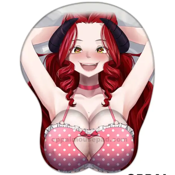Cow Horn Girl Mouse Pad With Boobs