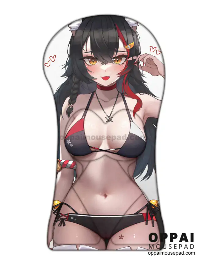 Ookami Mio Half Body Hololive 3D Mouse Pad Biggest Oppai Mousepad